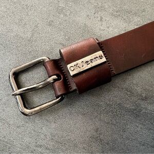 Vintage CK Jeans Calvin Klein Brown Leather Belt Womens Size Large Made In Italy